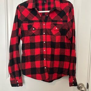 Urban Outfitters Red and Black Plaid Button Down Shirt